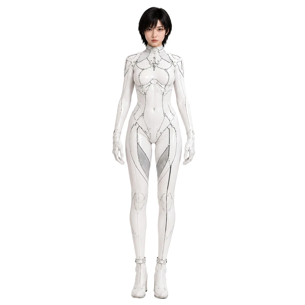 Game Blade of Stellar Eve Cosplay White Jumpsuit Black Cloak Costume Outfits Female Clothing Uniform Halloween Carnival Party view 4