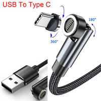 2M USB to Type C Fast Charging Cable 540 Rotate 3A Magnetic Magnet Charger Phone Data Wire Cord