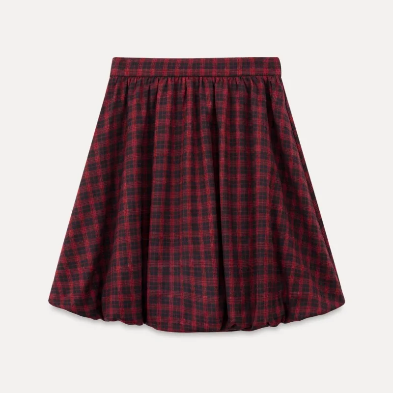

Корейская женская юбка 2026 года, весенняя, с завышенной талией, в стиле ретро, свободная, в клетку, А-образного силуэта