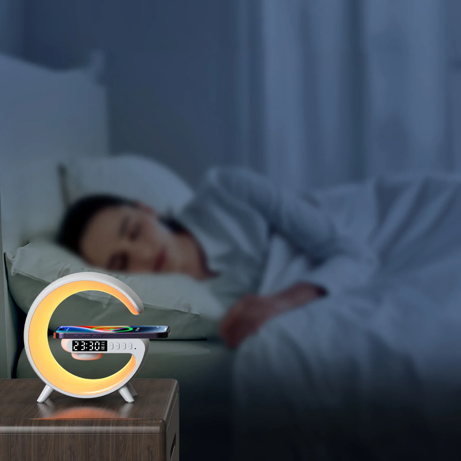 Opansten Multifunction Wireless Charger Pad Stand Speaker TF RGB Night Light Fast Charging Station for iPhone 15 14 13 Samsung image 5