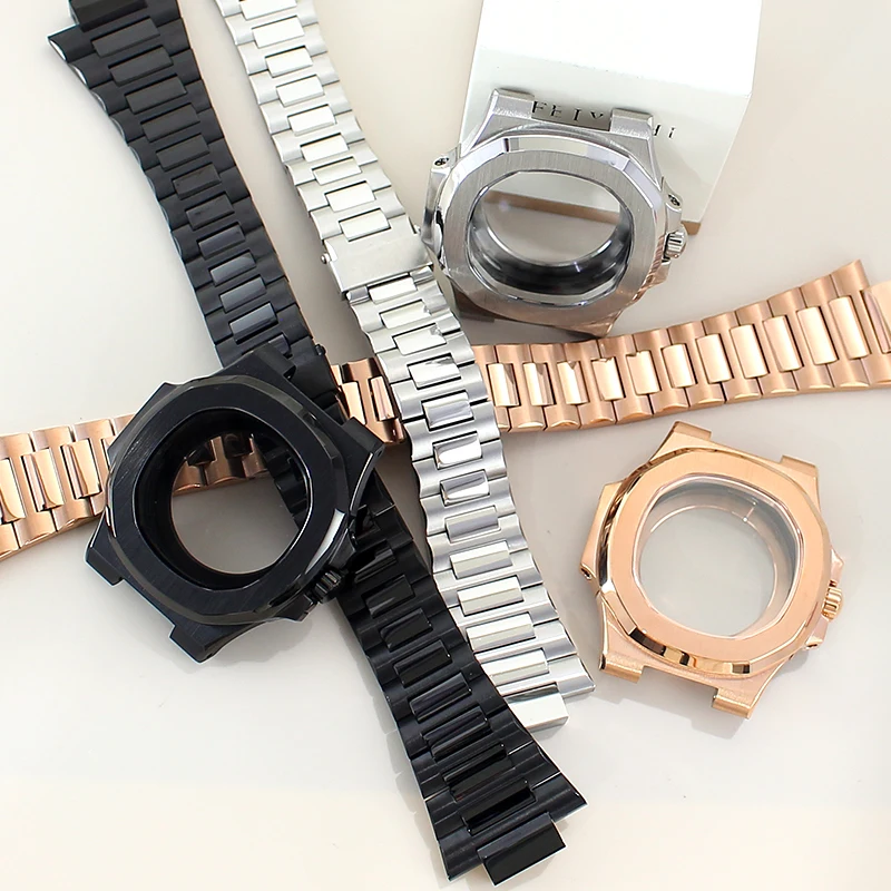 مناسبة لتعديل استبدال علبة الساعة NH35 طراز نوتيلوس حزام من الفولاذ المقاوم للصدأ الياقوت المتوافق مع قرص 30.8 ملم #5