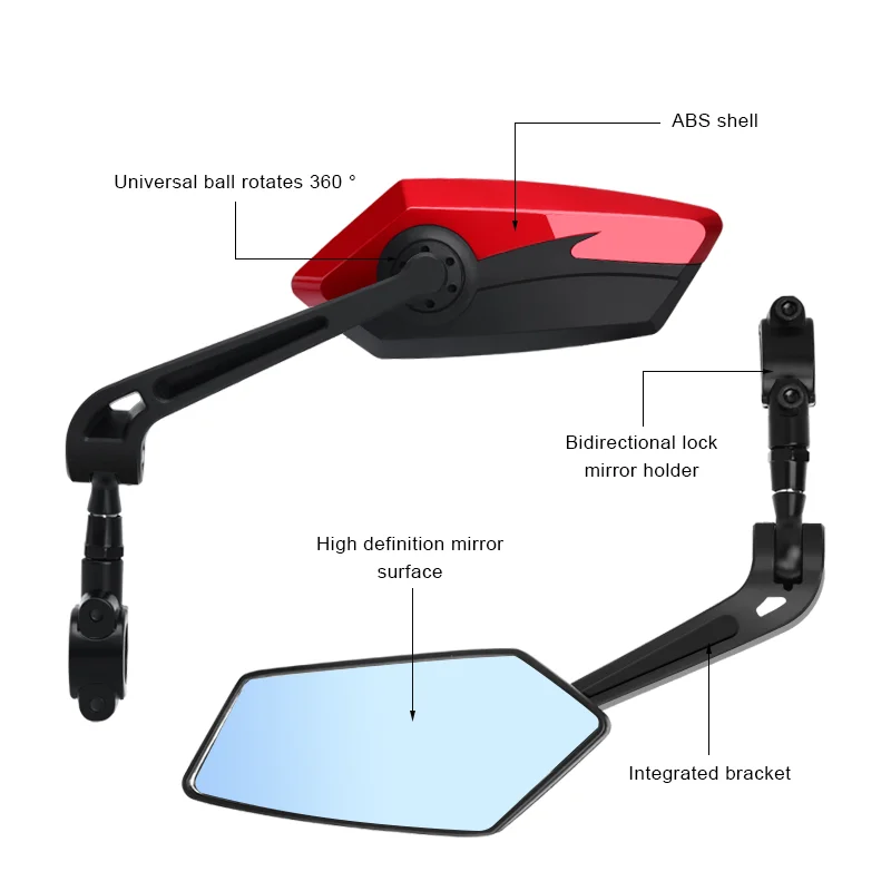 Bicyle Rear View Mirror Two-Color Wide Angle Reflector Clear Wide Range Bike Rearview Mirrors Cycling Flexible Left Right Mirror