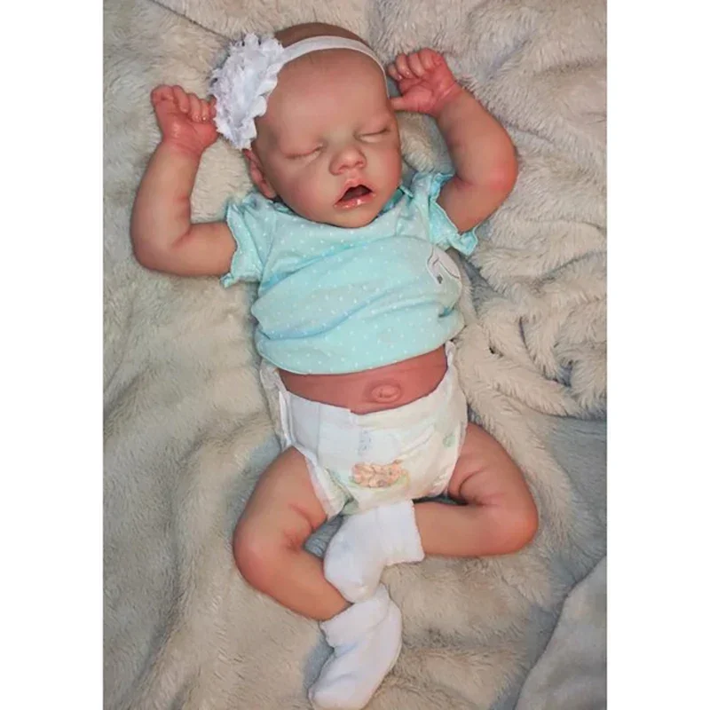 43cm bebê prematuro reborn menina gêmeo um terminado pintado corpo inteiro vinil menina membros pode ser girado boneca pode tomar um brinquedo de banho