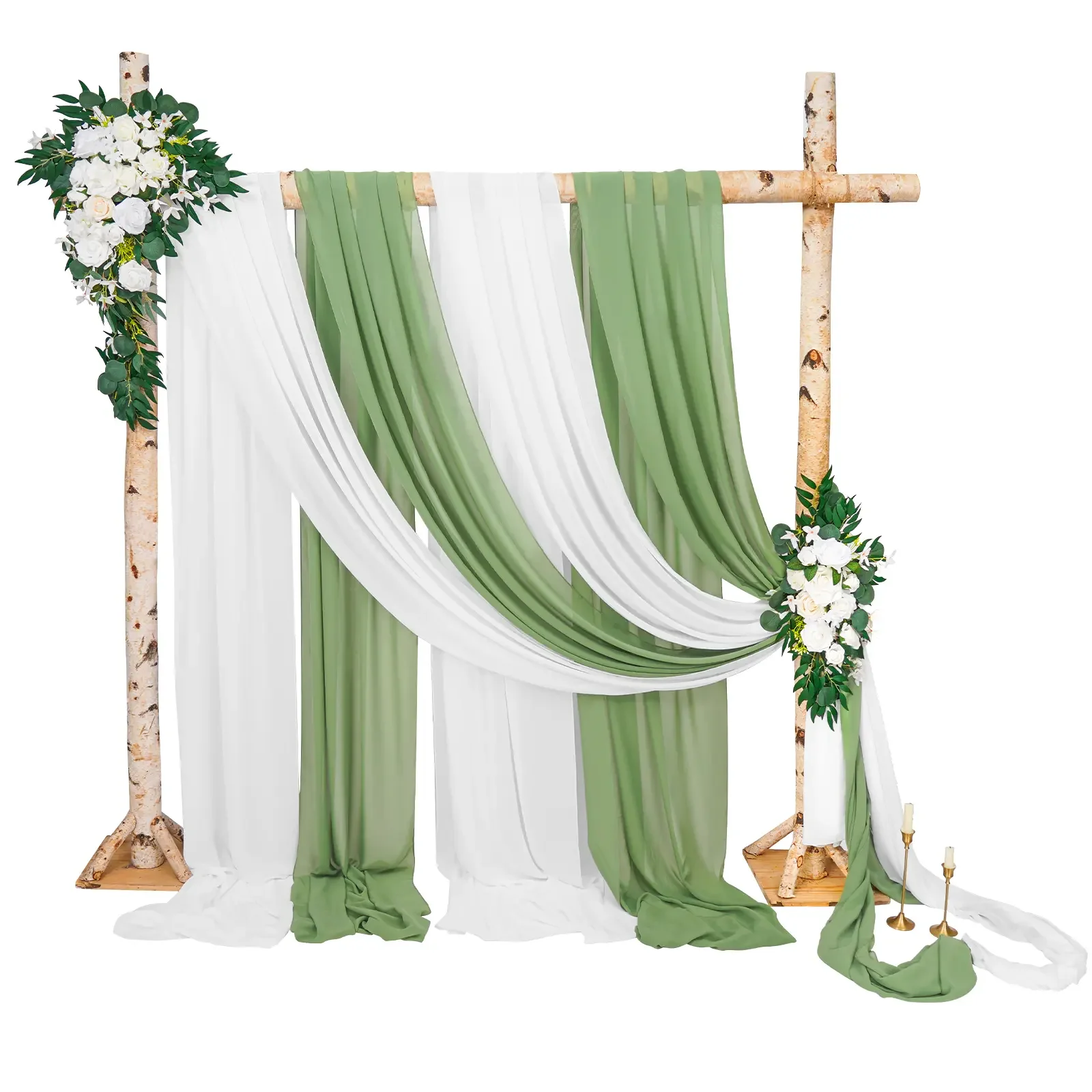Sheer Chiffon Wedding Arch Draping Fabric, for Ceremony Ceiling Party Decor, Indoor Backdrop Curtain
