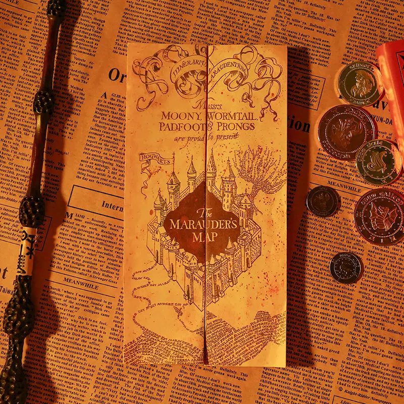 Harried Academy Marauder's Map Dress Up Potters Magic Wand Commemorative Coin Toy Hogwarts Acceptance Letter Kids Cosplay Prop