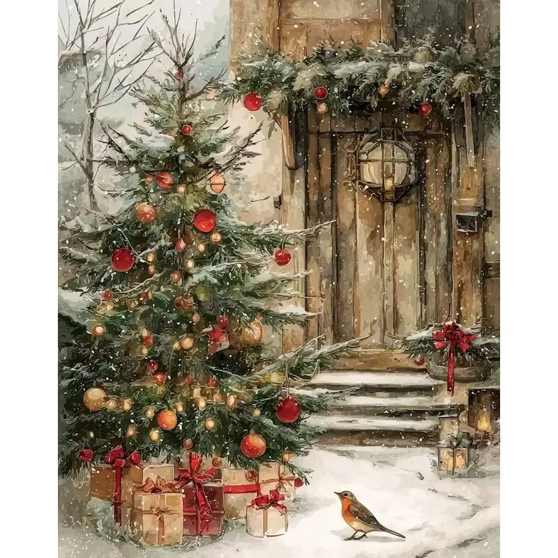 GATYZTORY Malen nach Zahlen, Wandkunst, Acrylfarben auf Leinwand, Weihnachts-Bastelbedarf für Erwachsene, Malen nach Zahlen Set