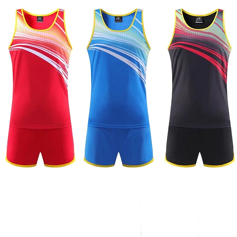 

New Men Women and Kids Running Vest+Shorts Sets Track and field Sprint Competition sportswear Quick Dry Sport Marathon Clothes