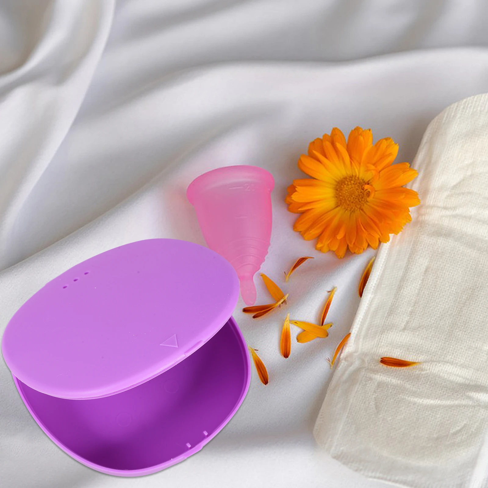 

2pcs Menstrual Case Silicone Portable Period Cup Storage Reusable Travel Holder For Disc Cup Compact Container Lightweight Pouch