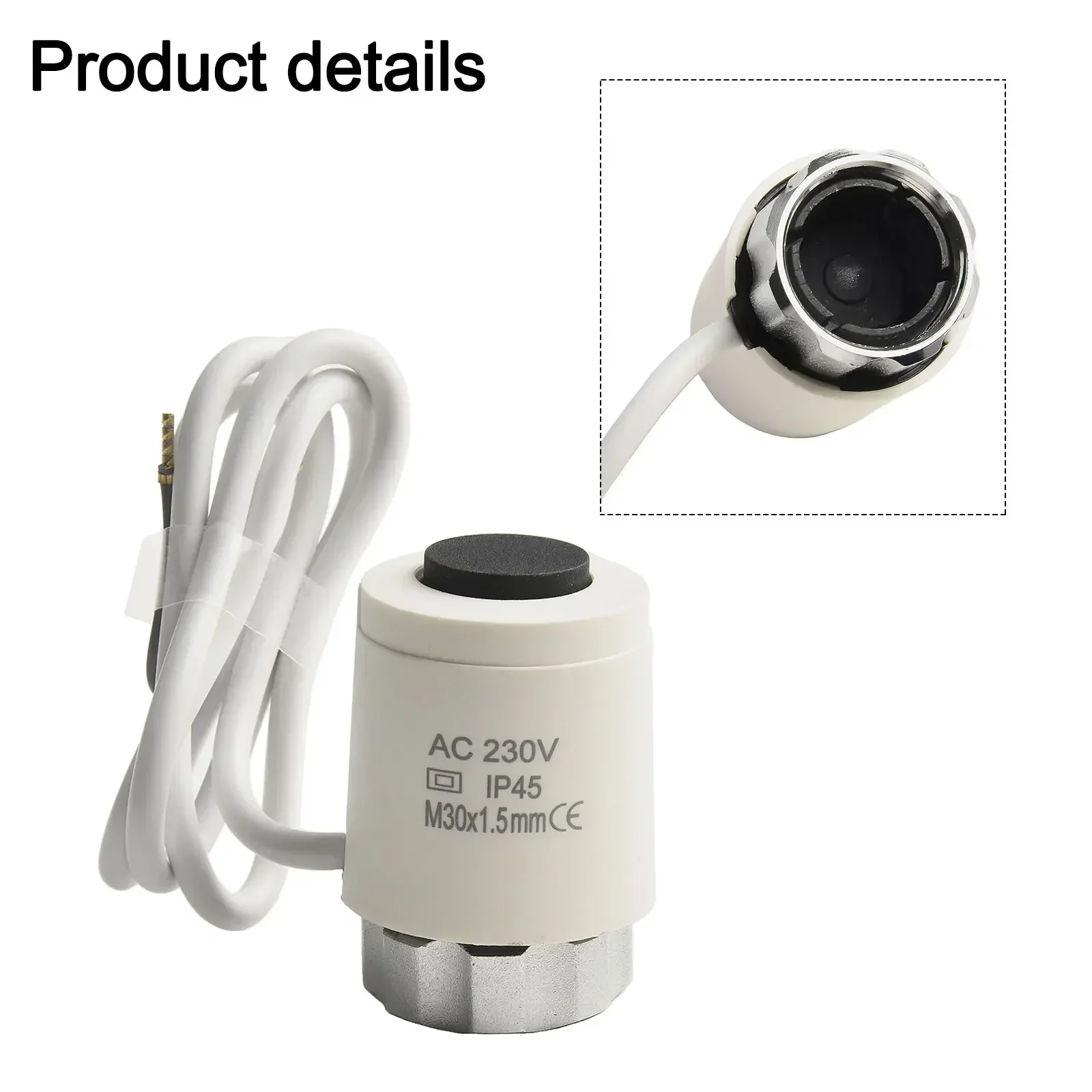 Floor Heating Manifold Thermostatic Actuator 230V AC Two Wire Connection M30 x 1 5mm Threaded Slim Design IP54 Rated