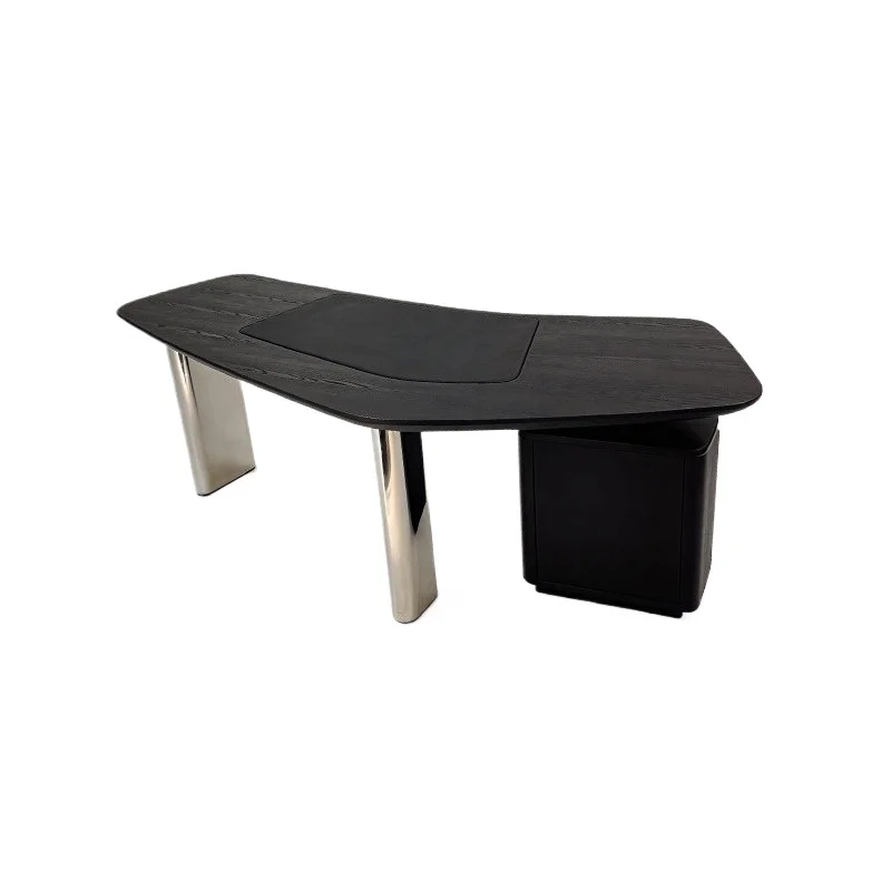 Italian Minimalist Desk Light Luxury Special-shaped Solid Wood Desk Study Curved Design Workbench Boss Table