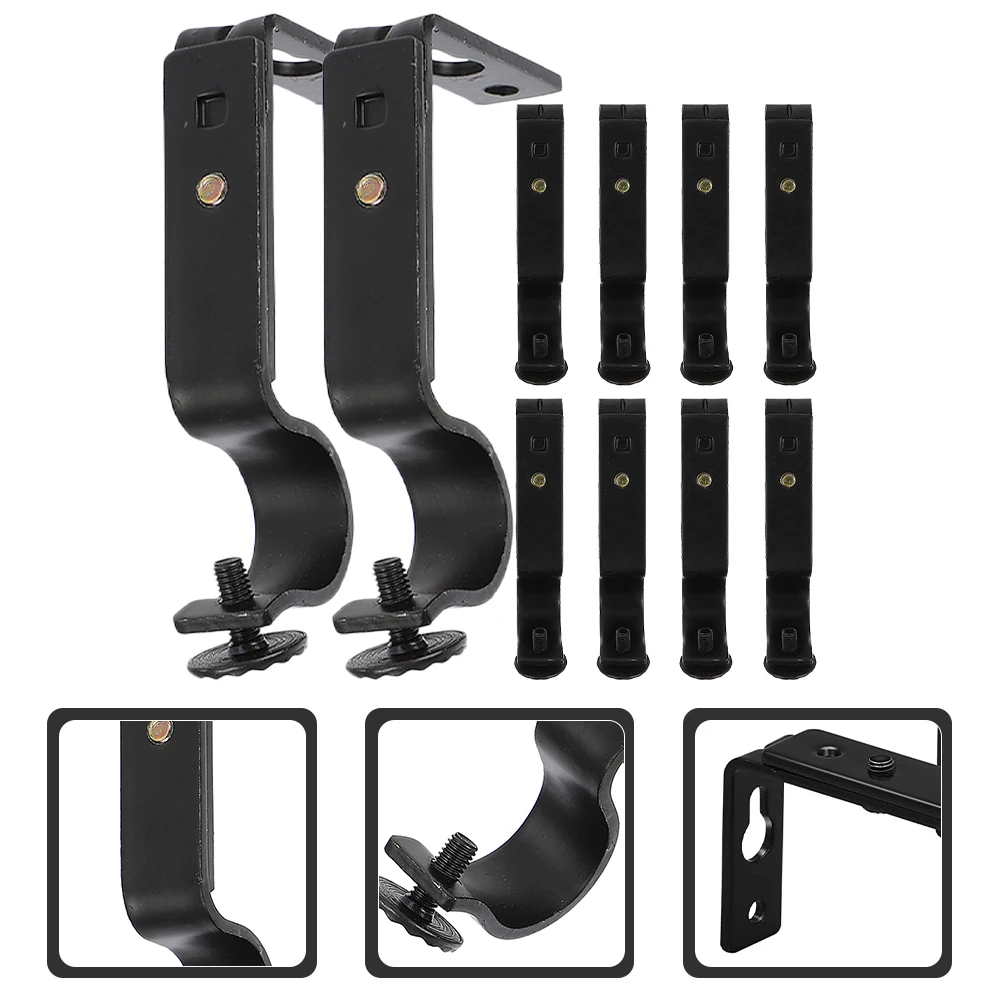 

10 Pcs Curtain Rod Brackets Iron Black Wall Mount Holders Smooth Finish Bedroom Living Room Window Treatment Accessories