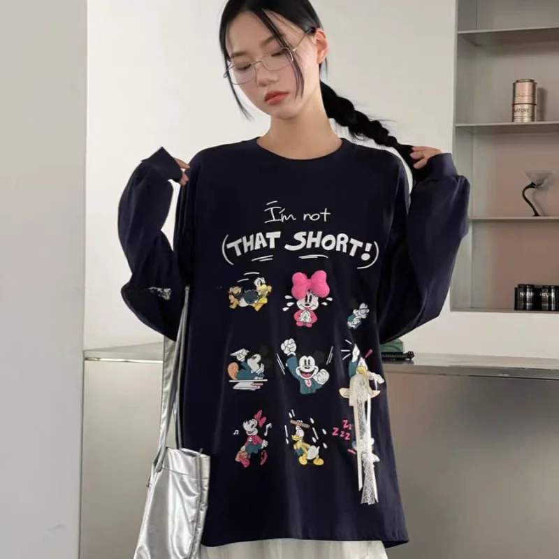 100% cotton cartoon Hello Kitty T-shirt new long-sleeved loose casual gothicT-shirt Sanrio top women's clothing 50% discount