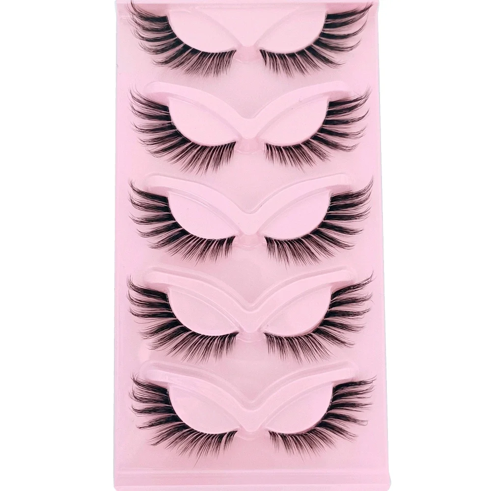 HBZGTLAD 見えないバンド キャットアイラッシュ フェイクミンクまつげ ウィングエンド アイロングフェイクまつげ ナチュラルロングフルストリップまつげ