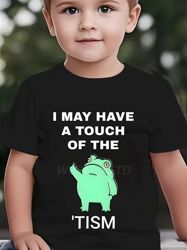 

Summer Autism Frog Print Cotton Soft Children Tshirt "I May Have A Touch of The Tism" Short Sleeve Boy Girl Casual Fashion Tees