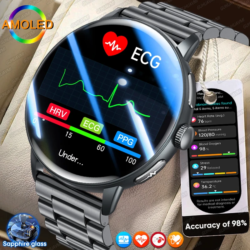 

2025 New Accurate ECG+PPG SmartWatch Blood lipids Uric Acid Blood Pressure Body fat BMI Micro Health check Voice Call Smartwatch