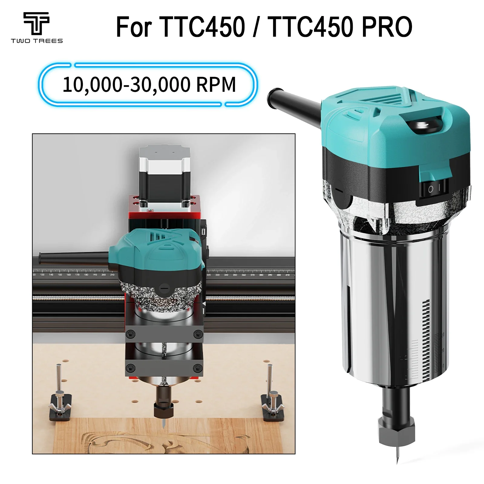 Twotrees 800W Electric Trimmer Router 30000R/Min Woodworking Milling Machine Engraving Slotting Trimming Tool For TTC450 Series