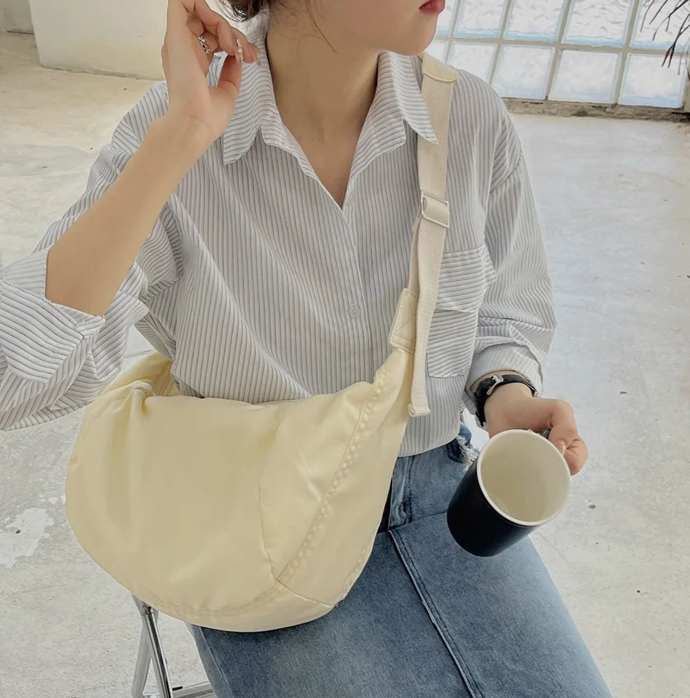 USDEU 2024 New Fashion Summer Large Capacity Casual Nylon Women Shoulder Bag Korean Style Hobos Bag Youth Crossbody Shoulder Bag