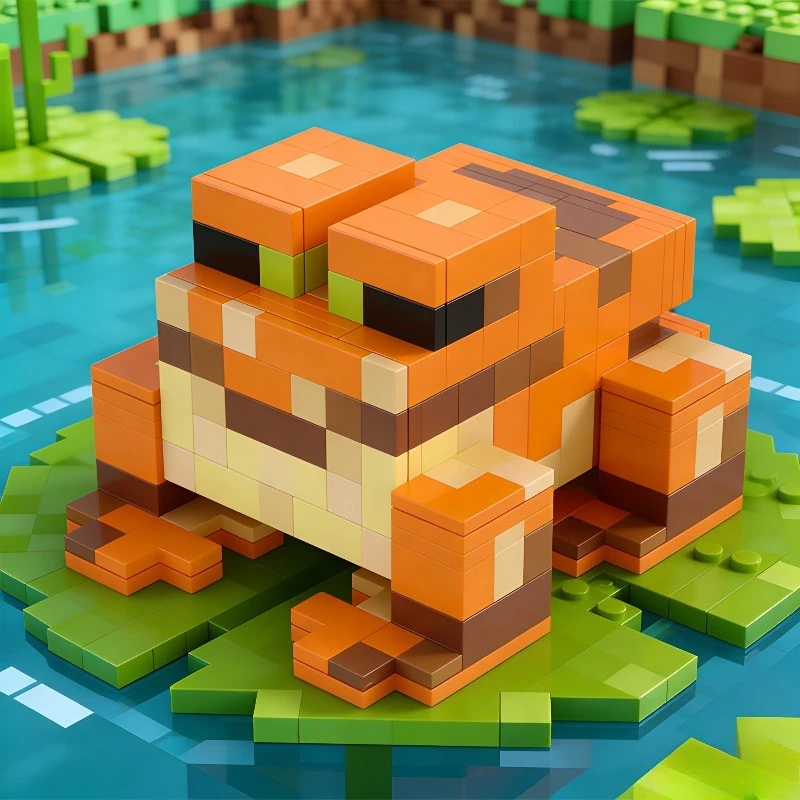 

Orange Frog Building Set – Movable Limbs & Jaw, Pixel Art Style, DIY Toy for Teens & Adults, Holiday Gift Idea
