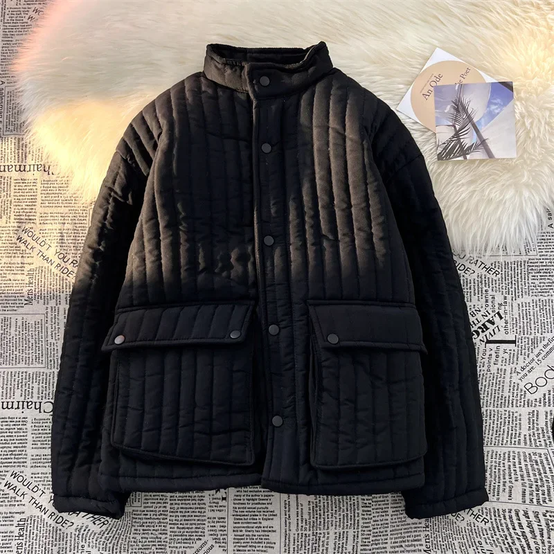 American Casual Retro Tooling Parkas Winter Men Women High Street Functional Pilot Jacket Cotton Overcoats Male Clothes