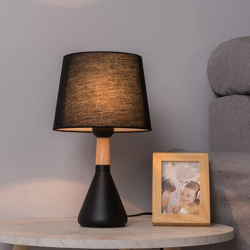 

Minimalist Wooden and Fabric Desk Lamp - Adjustable Brightness for Bedroom Nightstand - Factory Direct Sale