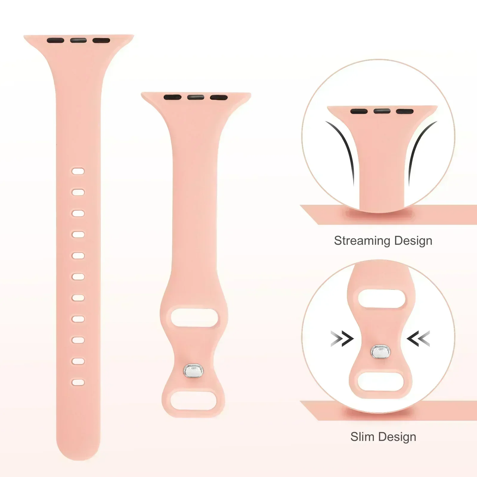 Thin Silicone Strap For Apple Watch 40mm 44mm 45mm 41mm 38mm 42mm Solid Color Strap Bracelet For IWatch Series 1 2 3 4 5 6 SE 7