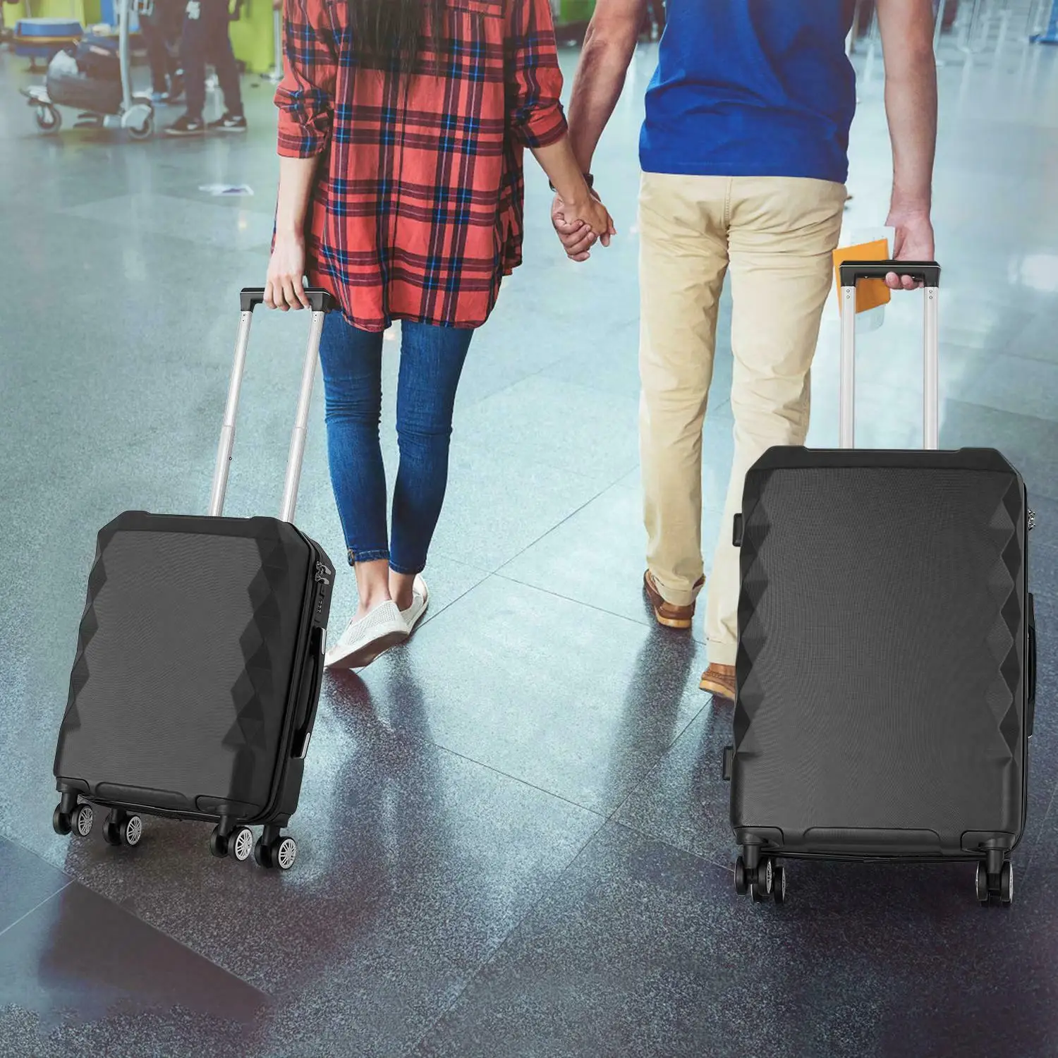 3PCS Luggage Set (20/24/28 Inch) ABS Luggage Hardside Luggage with Silent Spinner Wheels for Travel Boarding Luggage