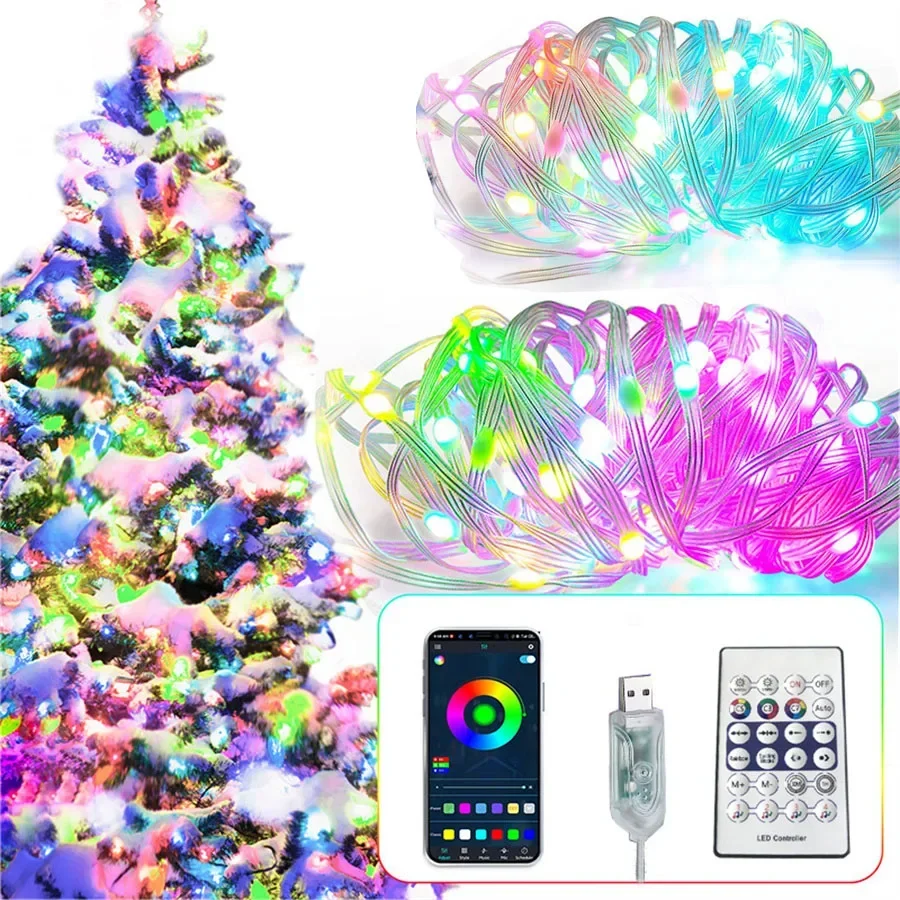 

40M 400LED RGB Smart Fairy String Light Bluetooth App Controlled Fairy Light Dreamcolor Christmas Garland Light for Party Decor