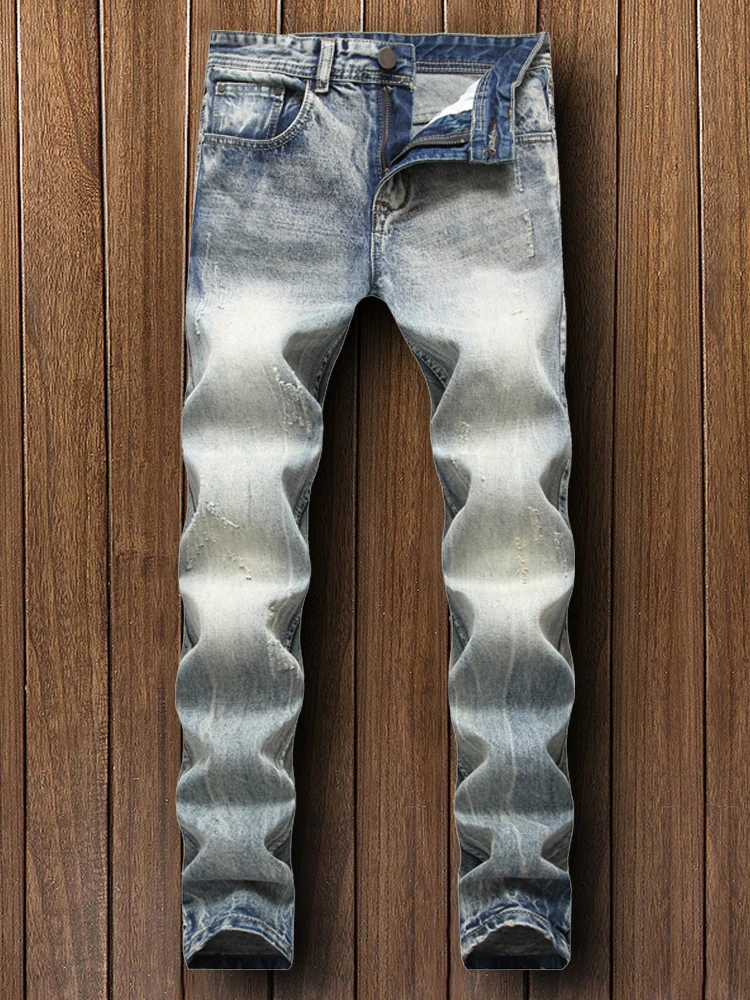 

Мужские джинсы в стиле ретро, свободного прямого кроя, корейские повседневные облегающие длинные брюки, винтажные молодежные модные джинсы