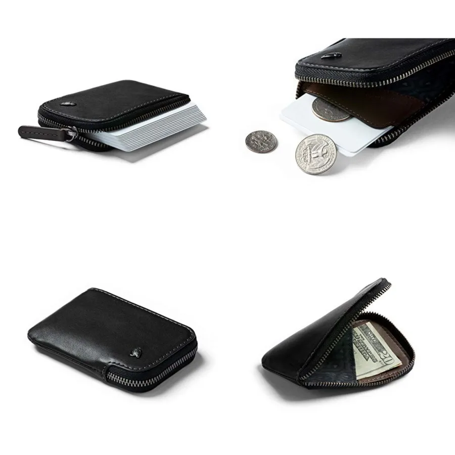 

Bellroy Card Pocket Small Leather Zipper Card Holder Wallet, Holds 4-15 Cards, Coin Pouch, Folded te Storage