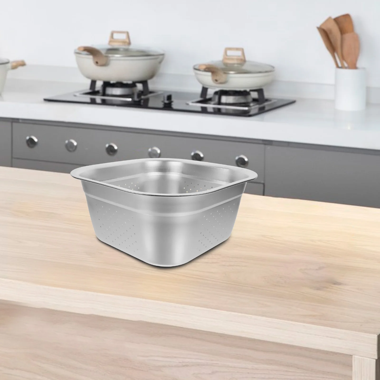 

Round Stainless Steel Vegetable Basin Baby Veggie 201 Fruit Washer Rice Washing Bowl