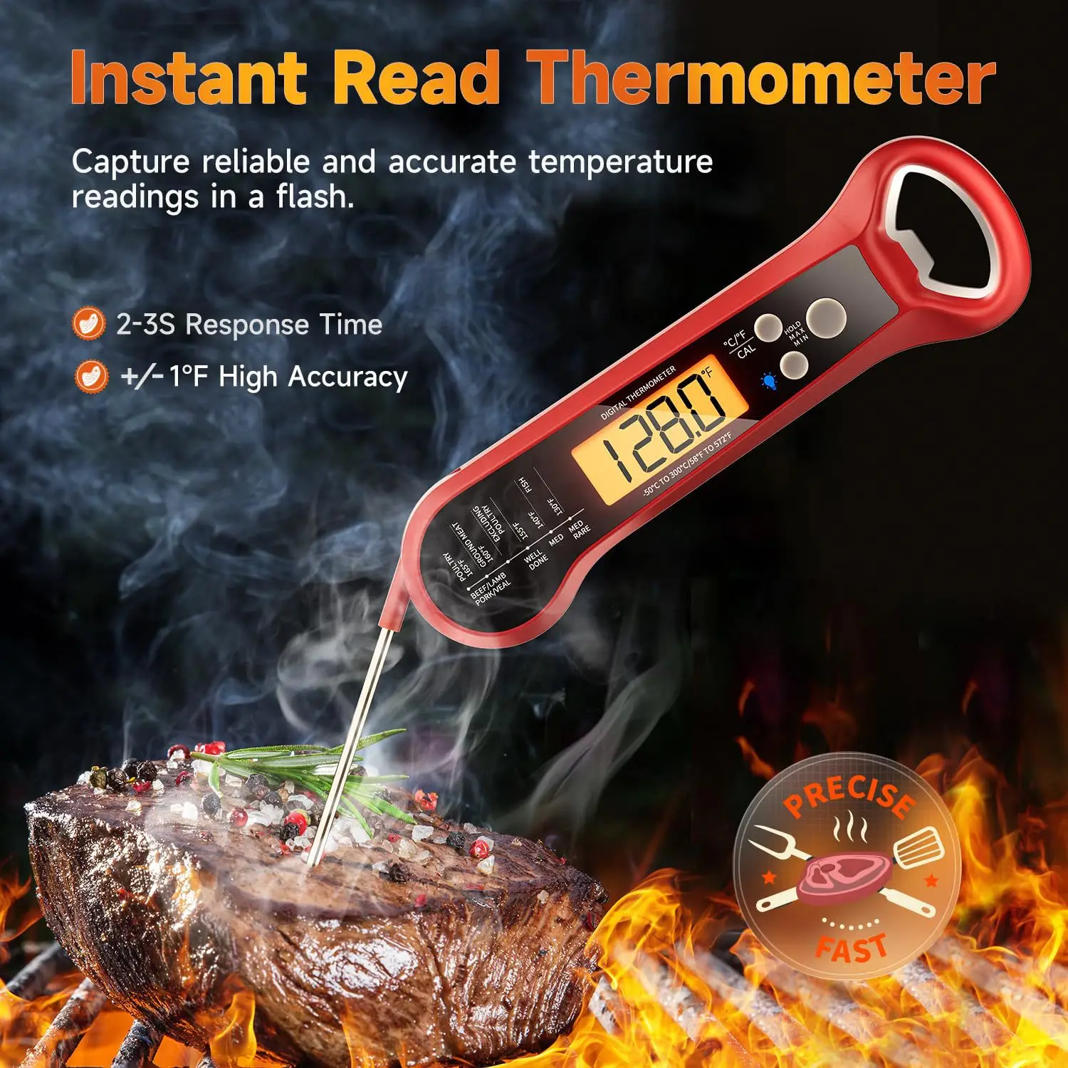 Professional Meat Thermometer Digital Instant Read Kitchen Thermometer with High Accuracy Electronic Food Temperature Gauge Tool