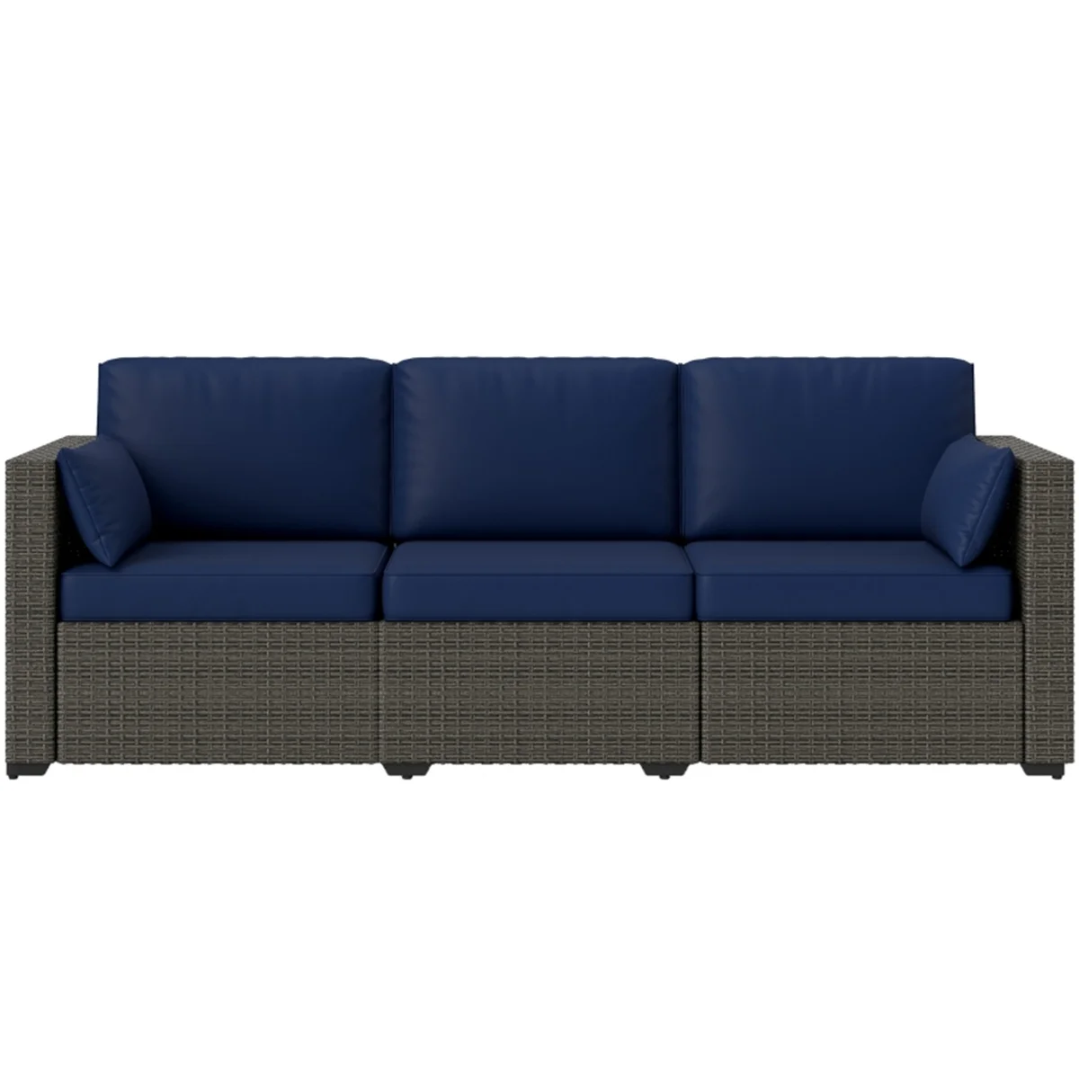 

Rattan Three-Seat Sofa Navy Blue