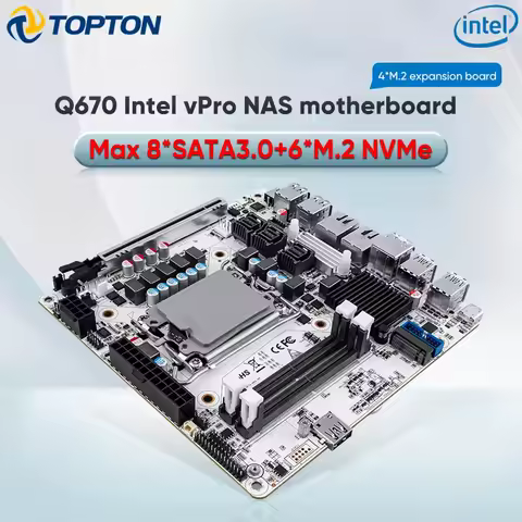 2026 Topton Q670 NAS Motherboard Max 8*SATA 6*M.2 NVMe Intel vPRO LGA1700 2*2.5G LAN 1*PCIE5.0x16 2*DDR5 Firewall ITX Mainboard