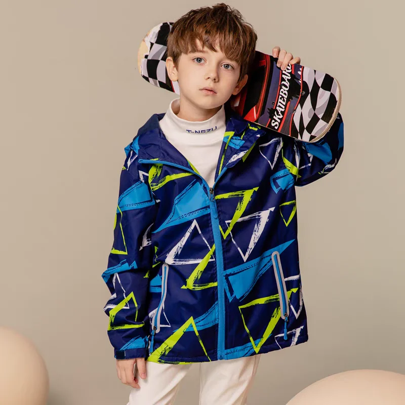 Dubbped Boys Waterproof Jacket Raincoat Windbreaker Hooded Fleece Lining Casual Kids Clothes 4-12Y