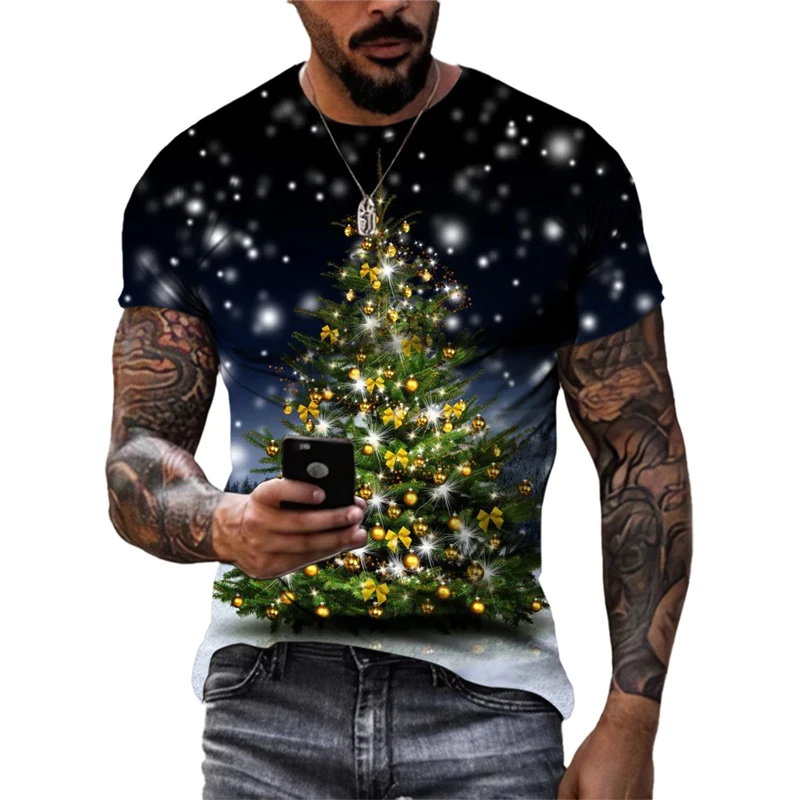 Fashion Unisex Funny Christmas Mood graphic t shirts Trend Men Celebrate Holiday Casual Printing O-neck Short Sleeve Tees Tops