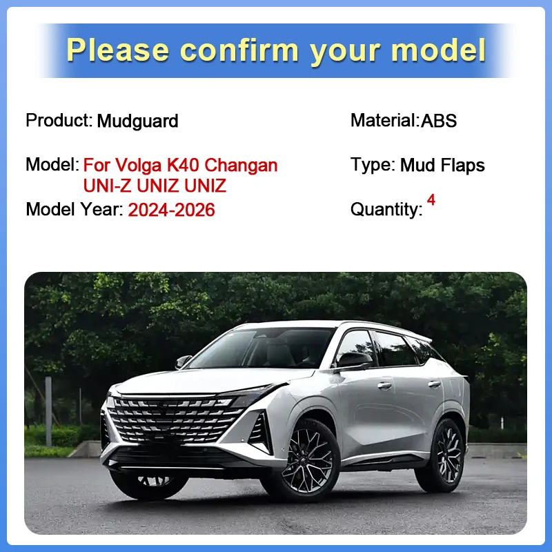 

Car Mud Flaps For Volga K40 Changan UNI-Z UNIZ UNIZ 2024-2026 Mud Flaps Fender Front Rear Flaps Anti-Splash Guard Accessories