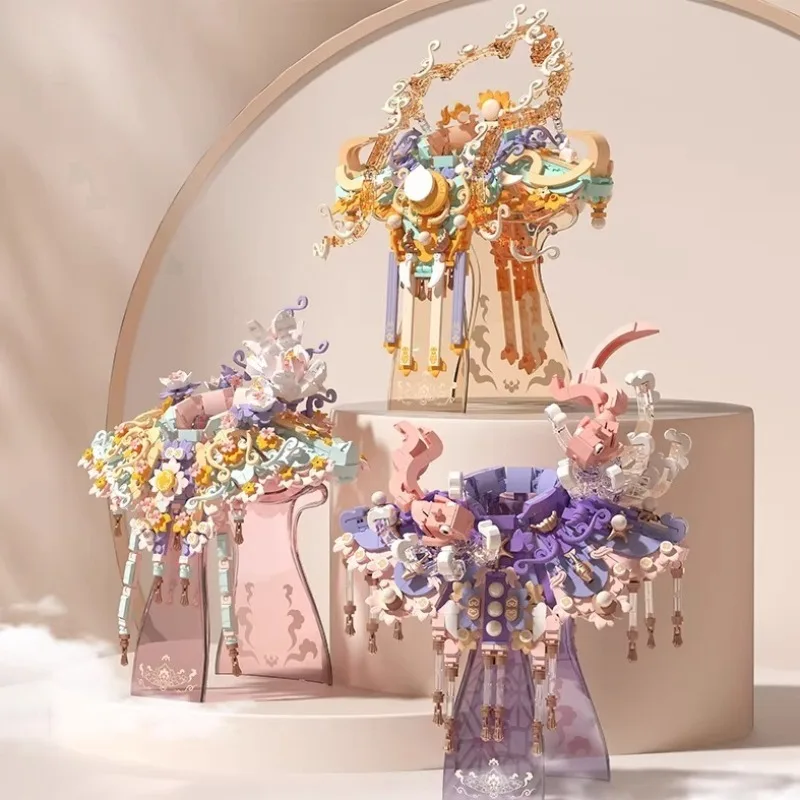 ชุดประกอบตัวต่อดอกไม้ประดิษฐ์ งานศิลปะสไตล์โบราณ โมเดลการ์ตูนอนิเมะ ของสะสมตั้งโต๊ะ ของตกแต่ง ของขวัญวันหยุดสำหรับเด็ก