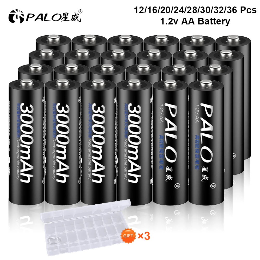 Akumulatory 12/16/20/24//28/30/32/36 szt. 1.2V AA akumulatory 3000mAh ni-mh AA akumulator