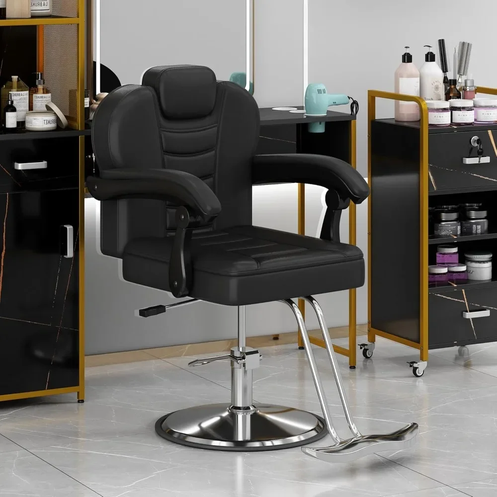 

Barber Reclining Barber Chair for Salon 360° Rotation Stylist Chair for Hair Stylist Hydraulic Hair Salon Chair Load 400Lb