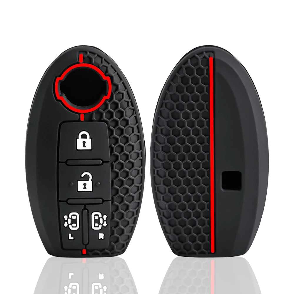 4 Buttons Silicone Car Key Case Cover Keyless Remote Fob Holder for Nissan Quest Elgrand Nv200 Evalia Serena MPV Smart Key Case