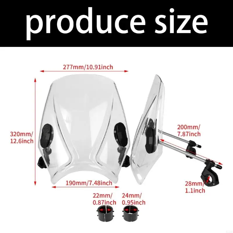 M76E Lenkermontierte Motorrad-Windschutzscheibe für 22 mm, 25 mm und 28 mm Lenker – Detail 6