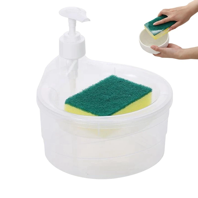 スポンジホルダー付き2-in-1液体石鹸ディスペンサー、シンク用オーガナイザー、4個
