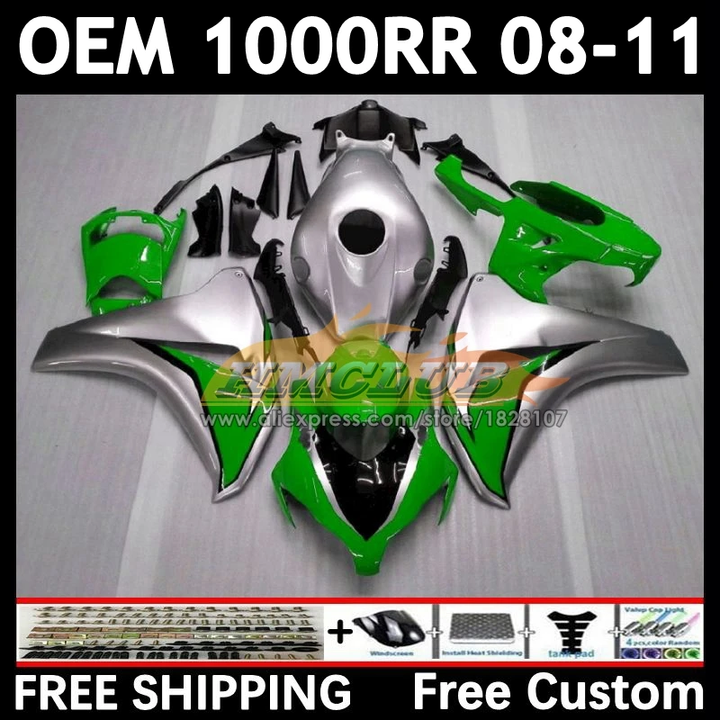 OEM Fairing For HONDA CBR1000 CBR 1000 RR CC 1000RR 77No.113 CBR1000RR green silve 08 09 10 11 2008 2009 2010 2011 Injection Kit