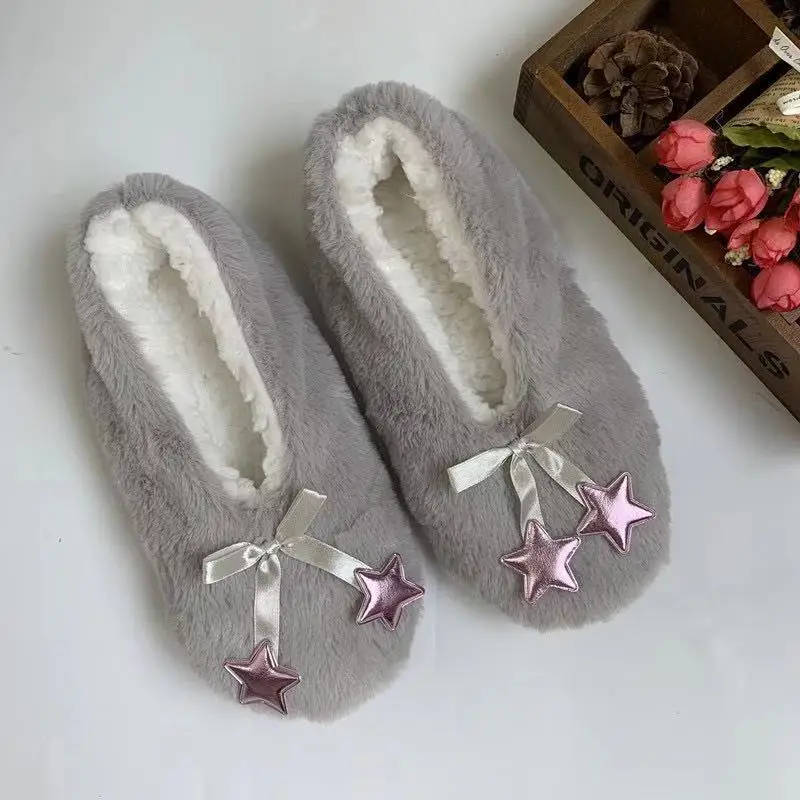 Autumn and winter women's adult indoor velvet floor socks home warm non-slip cotton shoe cover yoga confinement cover