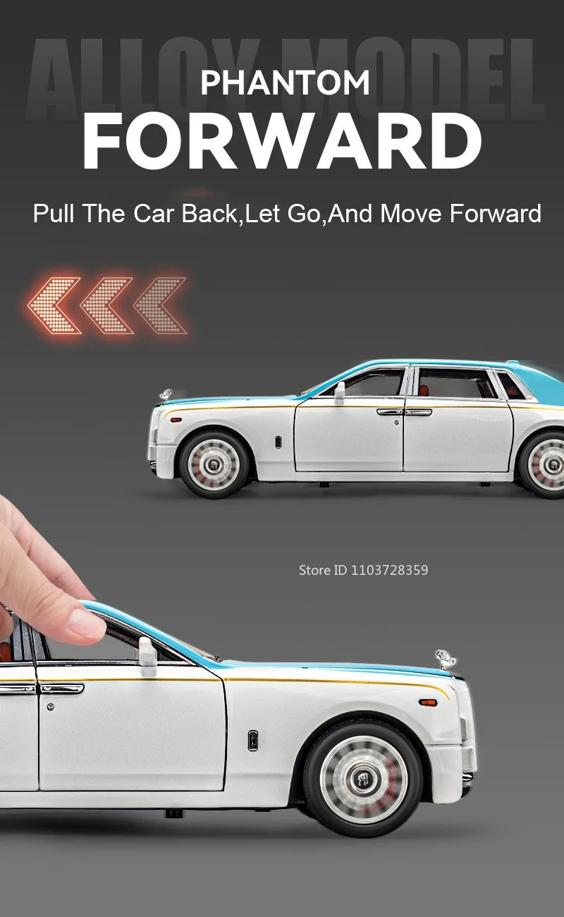 Maßstab 1:18 RS7 Rolls-royce Phantom-Auto-Spielzeugmodelle, Legierung, Druckguss, Stoßdämpfung, Türen, geöffnetes Soundlicht für Erwachsene und Kinder, Geschenke – Detail 30