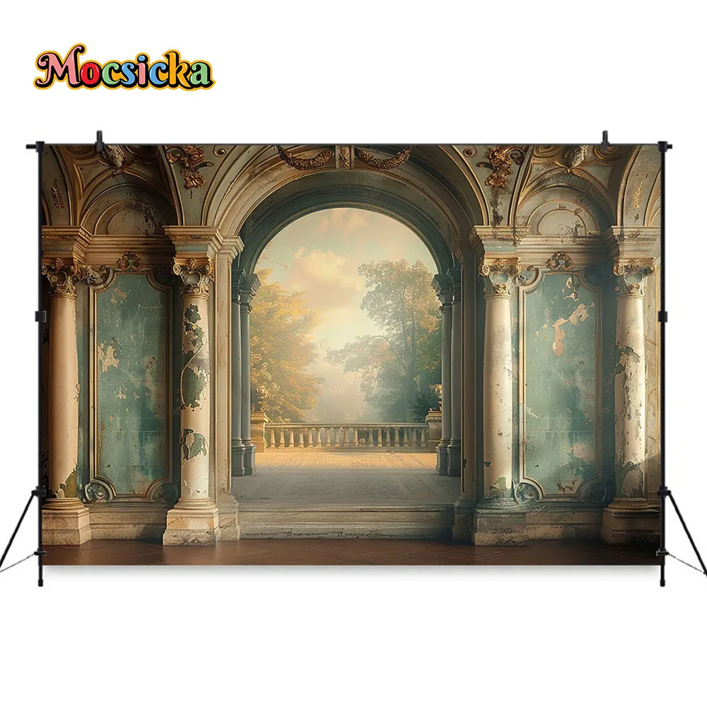 Retro Palace Wedding Photography European Style Background Arched Wall Garden Backdrop Banner Pregnant Girl Baby Show Photozones