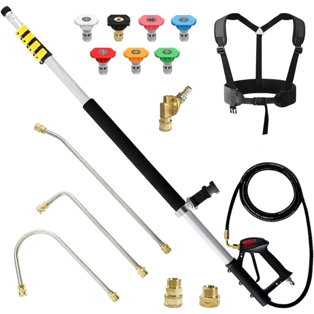 

Janz 24 FT, Aluminum Telescoping Pressure Wand 2 Pressure Washer Extension Wands, 7 Spray Nozzle Tips, 2 Hose Inlet Adapters