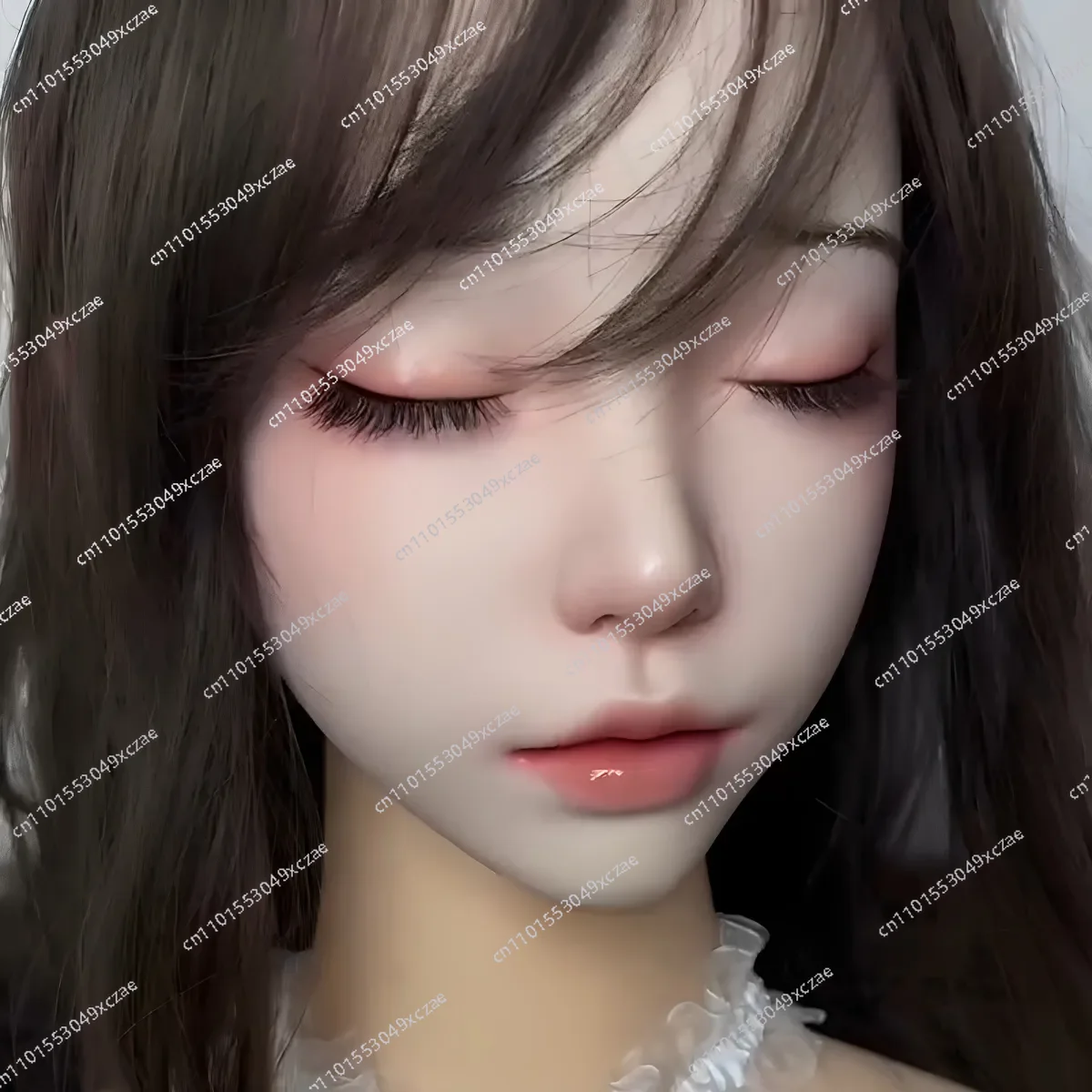 فم مقلد قابل للإدخال، نقش رأس سيليكون، عيون مغلقة، واجهة موديل M16، مكياج دائم، فتحة