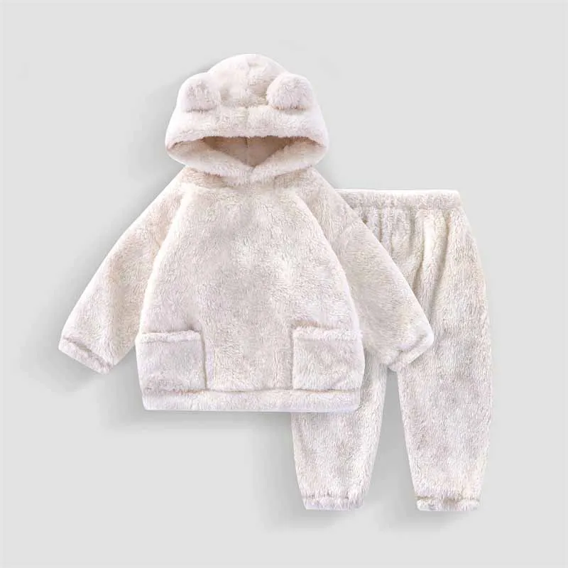 Boys Fleece Sets Girls Pajamas Suit Children's Long-Sleeved Top Trousers 2Pcs Winter Warm Outfits New Autumn Kids Home Clothes