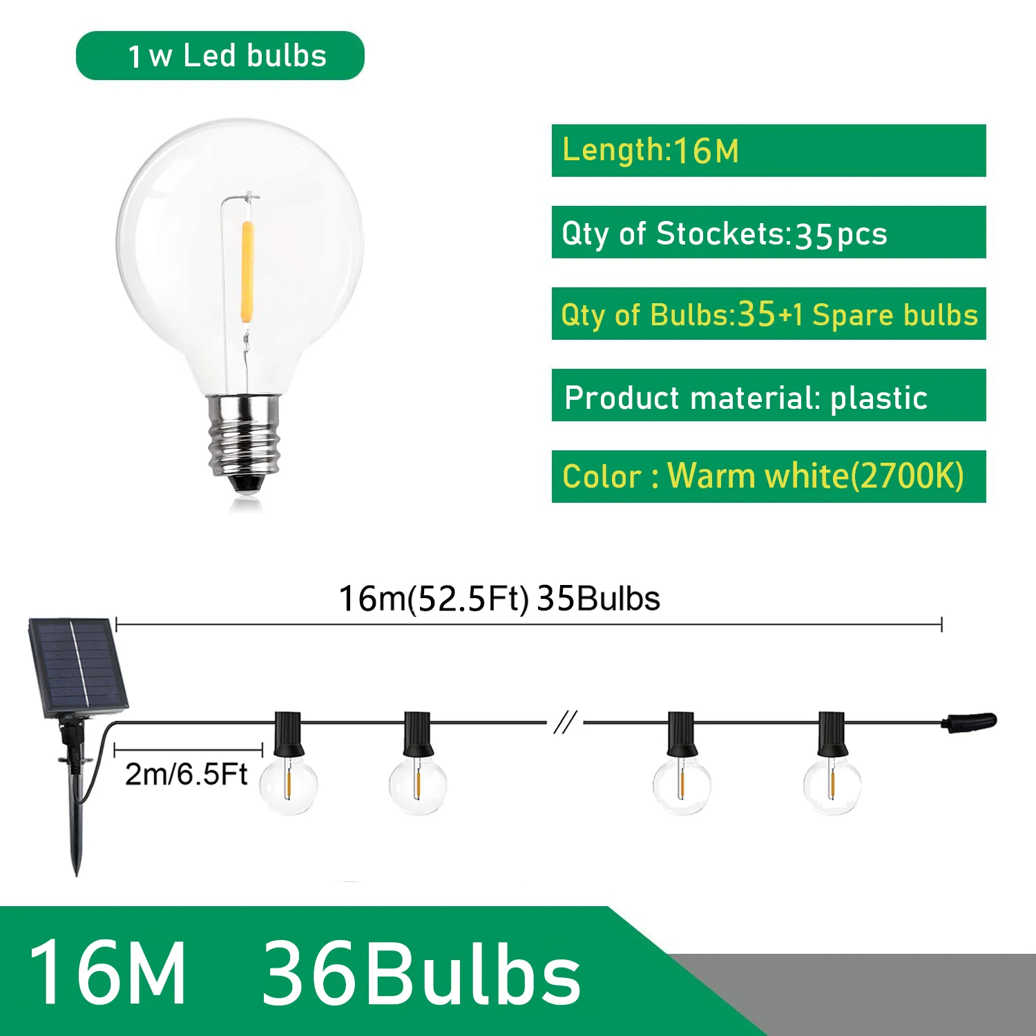 Topdii Girlande Solar LED Globe G40 String Licht Fee Outdoor Für Weihnachten Party Garten Dekorative Girlande Lampe Straße Terrasse Hinterhof 5